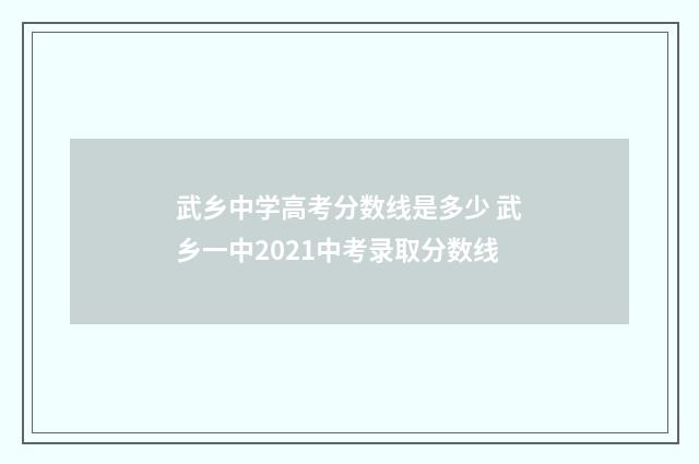 武乡中学高考分数线是多少 武乡一中2021中考录取分数线