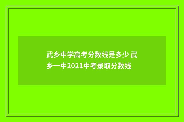 武乡中学高考分数线是多少 武乡一中2021中考录取分数线