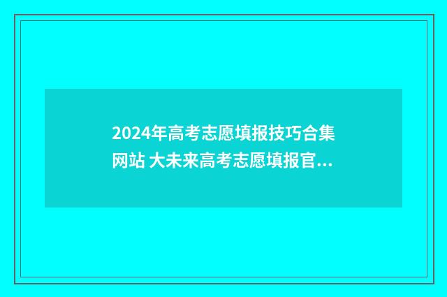2024年高考志愿填报技巧合集网站 大未来高考志愿填报官网