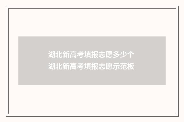 湖北新高考填报志愿多少个 湖北新高考填报志愿示范板