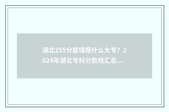 湖北255分能填报什么大专？2024年湖北专科分数线汇总 湖北省562分能考什么大学