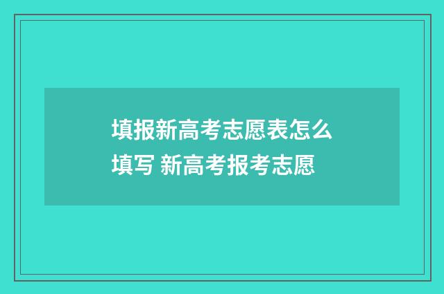 填报新高考志愿表怎么填写 新高考报考志愿
