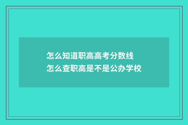 怎么知道职高高考分数线 怎么查职高是不是公办学校