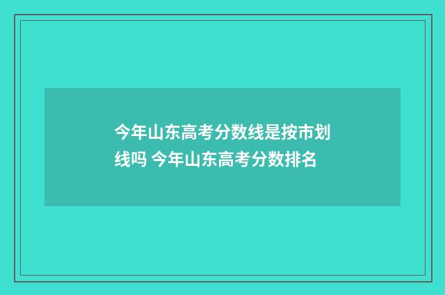 今年山东高考分数线是按市划线吗 今年山东高考分数排名