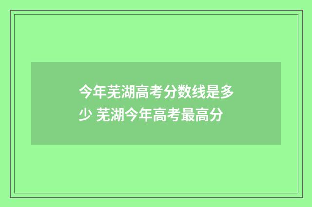 今年芜湖高考分数线是多少 芜湖今年高考最高分