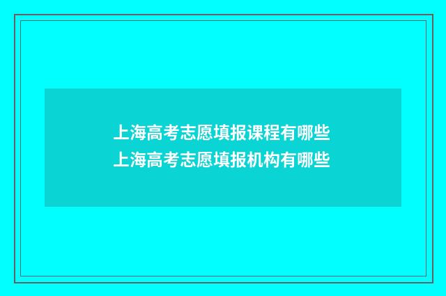 上海高考志愿填报课程有哪些 上海高考志愿填报机构有哪些
