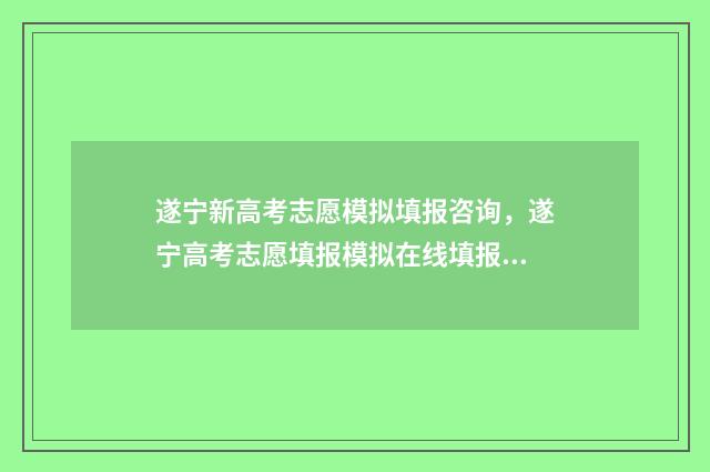 遂宁新高考志愿模拟填报咨询，遂宁高考志愿填报模拟在线填报 遂宁高考招生网