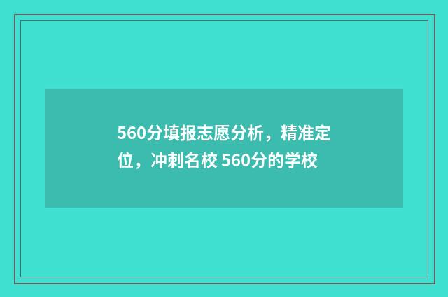 560分填报志愿分析，精准定位，冲刺名校 560分的学校