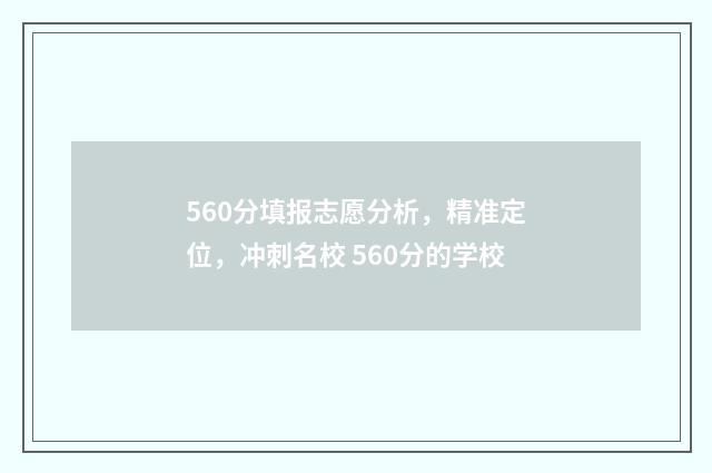 560分填报志愿分析，精准定位，冲刺名校 560分的学校