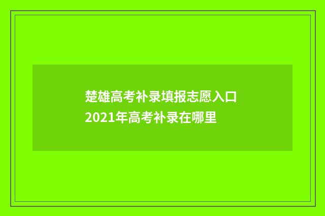 楚雄高考补录填报志愿入口 2021年高考补录在哪里