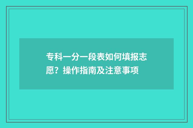 专科一分一段表如何填报志愿？操作指南及注意事项