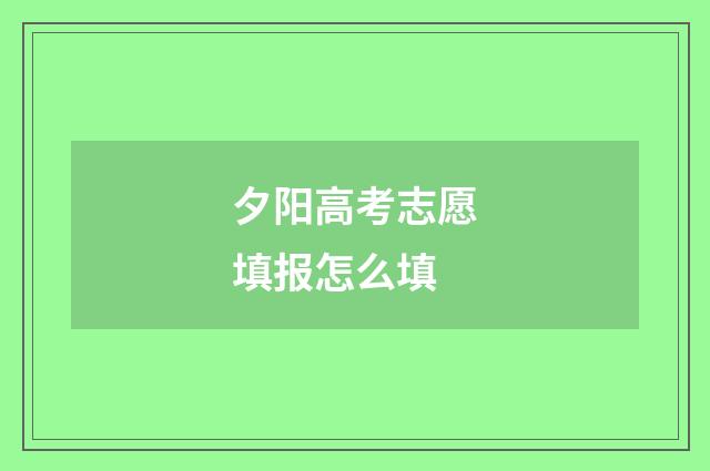 夕阳高考志愿填报怎么填