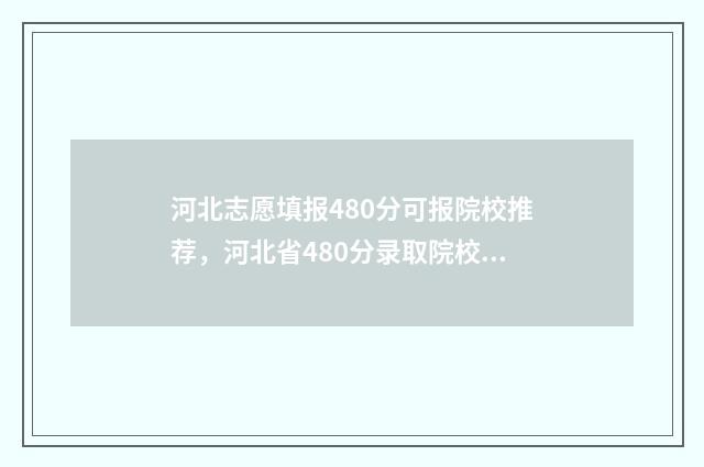 河北志愿填报480分可报院校推荐，河北省480分录取院校一览 河北志愿填报智能参考系统