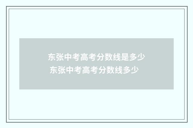 东张中考高考分数线是多少 东张中考高考分数线多少