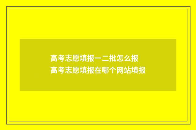 高考志愿填报一二批怎么报 高考志愿填报在哪个网站填报