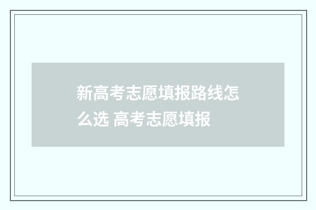 新高考志愿填报路线怎么选 高考志愿填报