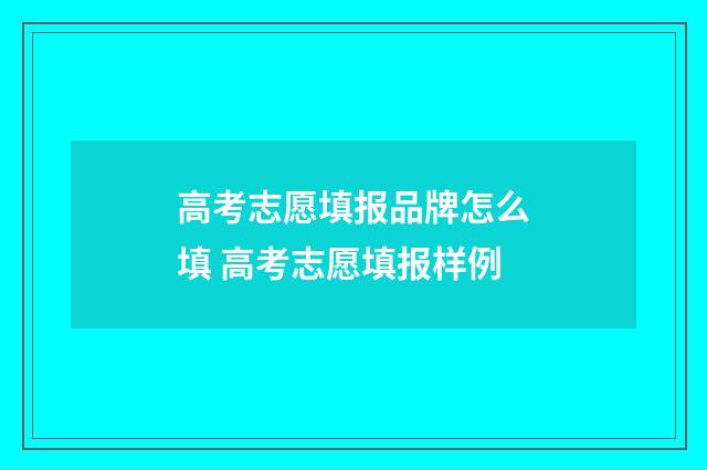高考志愿填报品牌怎么填 高考志愿填报样例