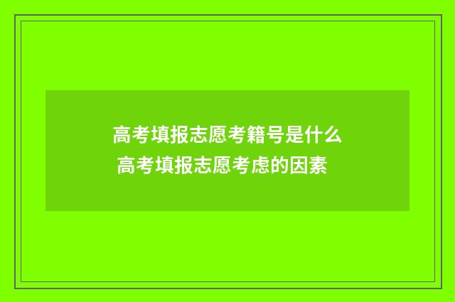 高考填报志愿考籍号是什么 高考填报志愿考虑的因素