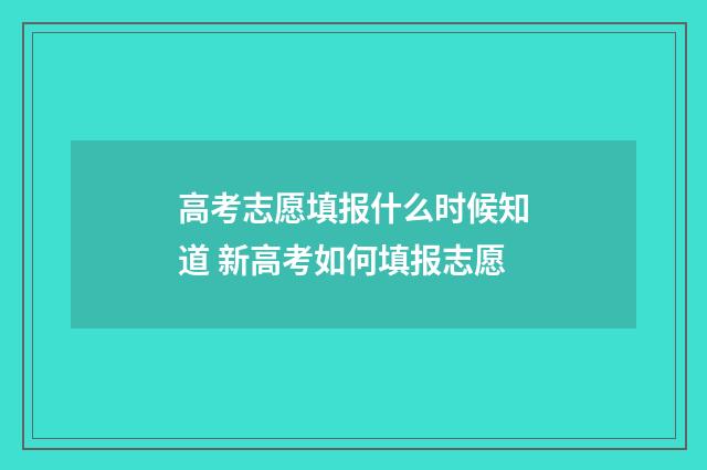 高考志愿填报什么时候知道 新高考如何填报志愿