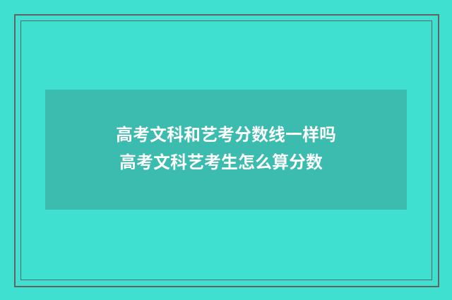 高考文科和艺考分数线一样吗 高考文科艺考生怎么算分数