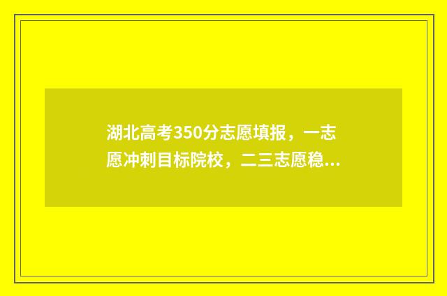 湖北高考350分志愿填报，一志愿冲刺目标院校，二三志愿稳妥保底 湖北高考537分