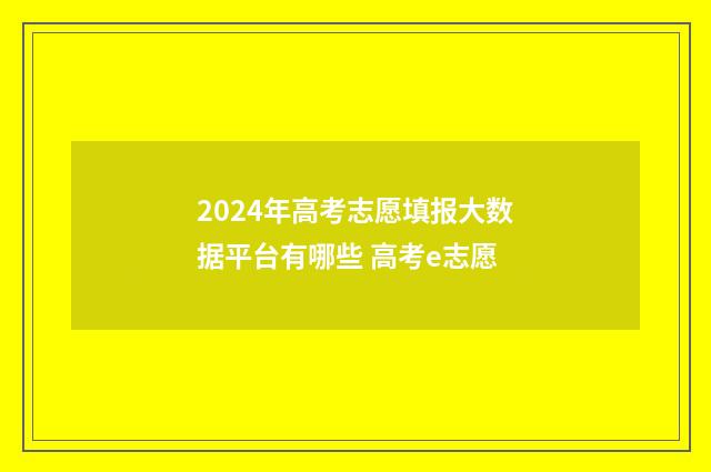 2024年高考志愿填报大数据平台有哪些 高考e志愿