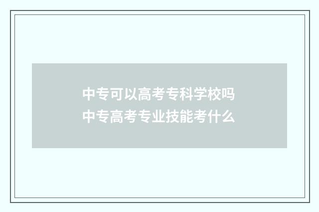 中专可以高考专科学校吗 中专高考专业技能考什么