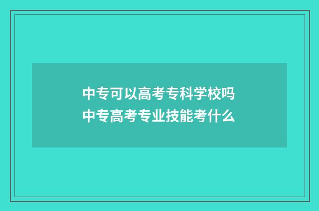 中专可以高考专科学校吗 中专高考专业技能考什么
