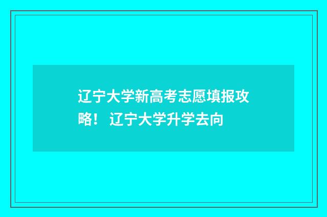 辽宁大学新高考志愿填报攻略！ 辽宁大学升学去向