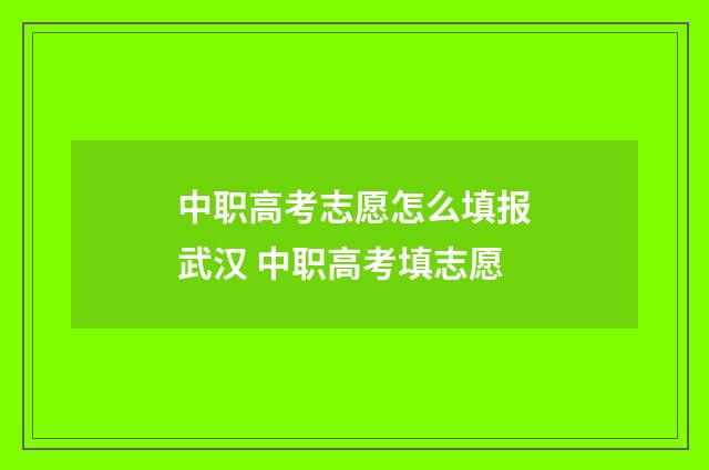 中职高考志愿怎么填报武汉 中职高考填志愿