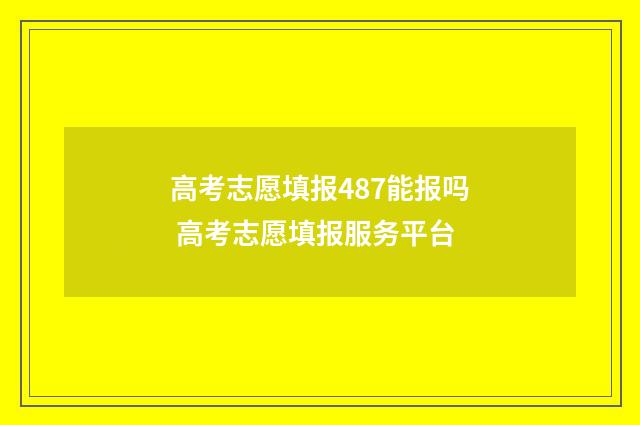 高考志愿填报487能报吗 高考志愿填报服务平台