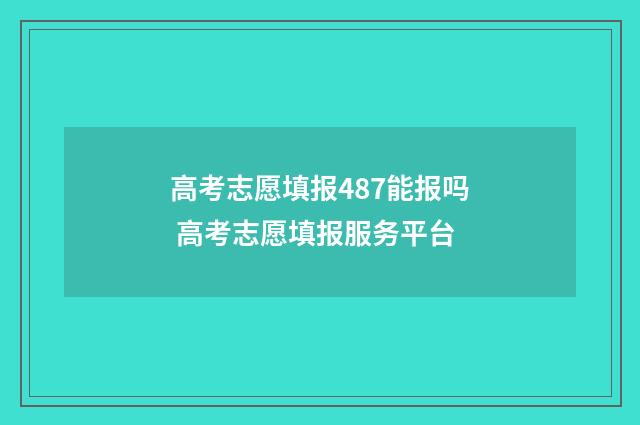 高考志愿填报487能报吗 高考志愿填报服务平台