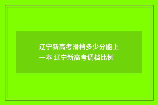 辽宁新高考滑档多少分能上一本 辽宁新高考调档比例