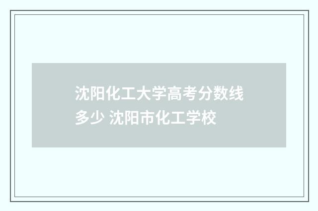 沈阳化工大学高考分数线多少 沈阳市化工学校