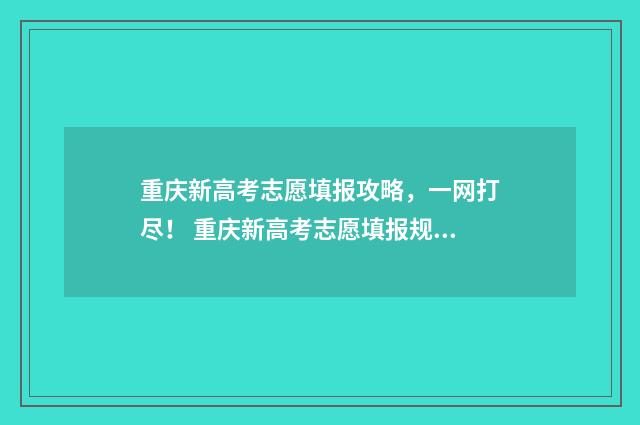 重庆新高考志愿填报攻略，一网打尽！ 重庆新高考志愿填报规则讲解