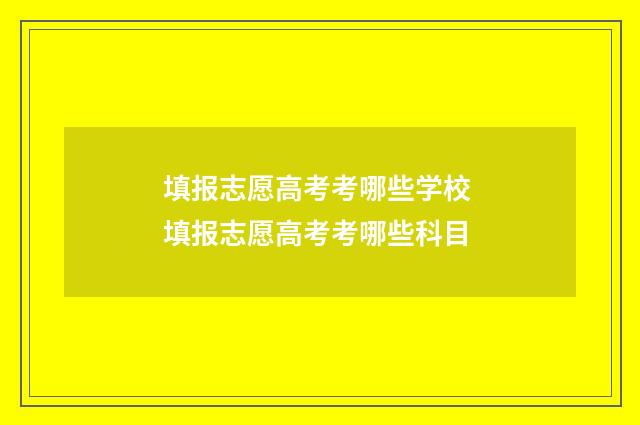 填报志愿高考考哪些学校 填报志愿高考考哪些科目