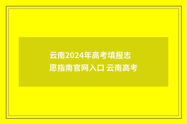 云南2024年高考填报志愿指南官网入口 云南高考