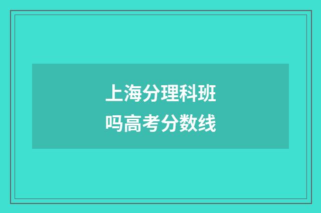 上海分理科班吗高考分数线