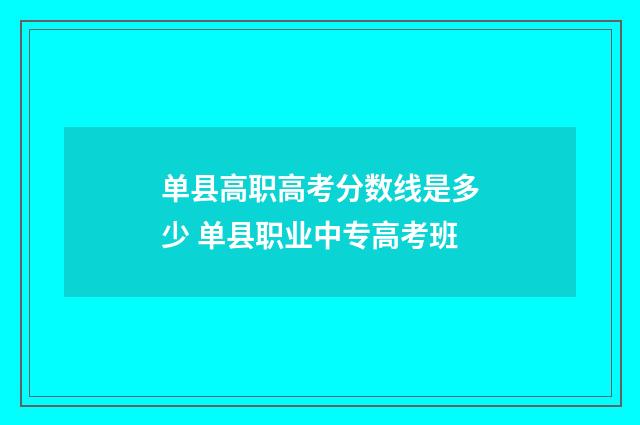 单县高职高考分数线是多少 单县职业中专高考班