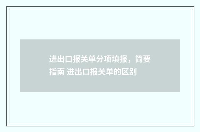 进出口报关单分项填报，简要指南 进出口报关单的区别