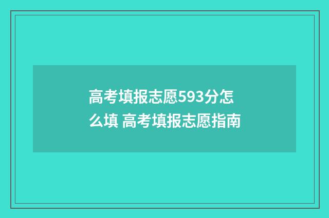 高考填报志愿593分怎么填 高考填报志愿指南