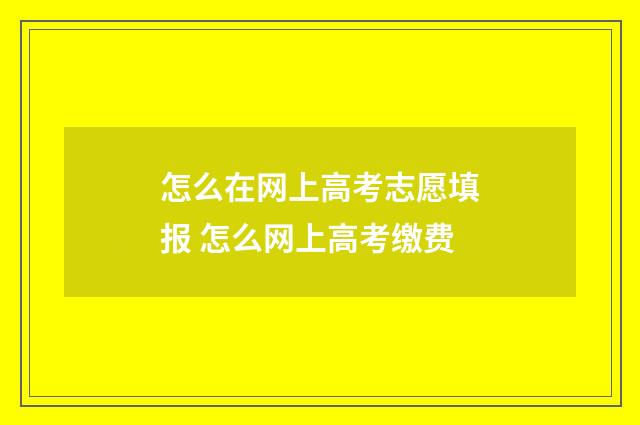 怎么在网上高考志愿填报 怎么网上高考缴费