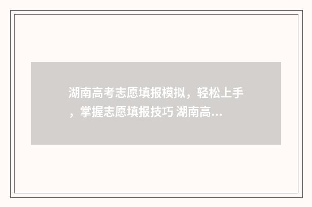 湖南高考志愿填报模拟，轻松上手，掌握志愿填报技巧 湖南高考志愿填报表