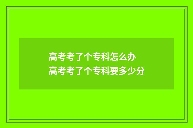 高考考了个专科怎么办 高考考了个专科要多少分
