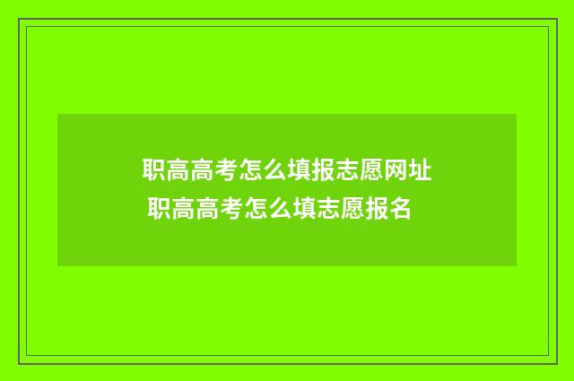 职高高考怎么填报志愿网址 职高高考怎么填志愿报名