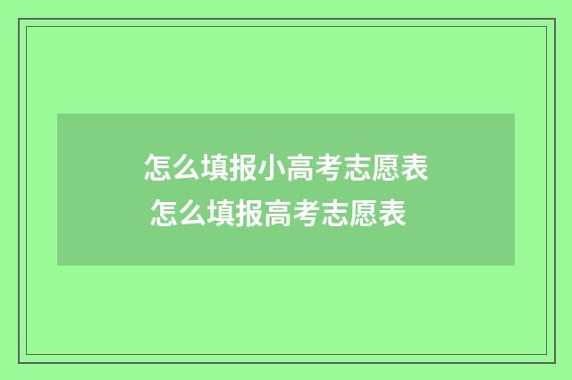 怎么填报小高考志愿表 怎么填报高考志愿表