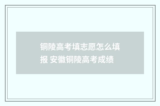 铜陵高考填志愿怎么填报 安徽铜陵高考成绩