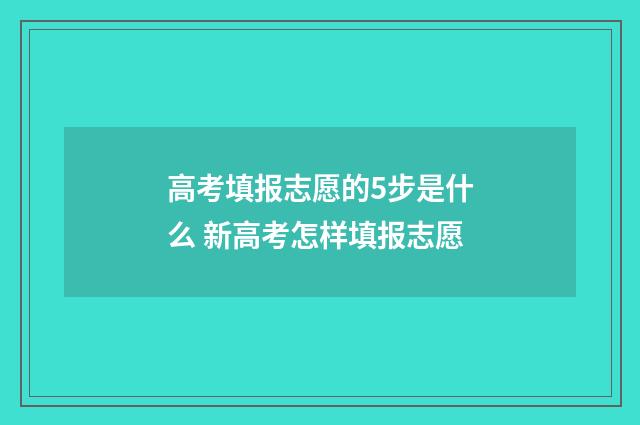 高考填报志愿的5步是什么 新高考怎样填报志愿