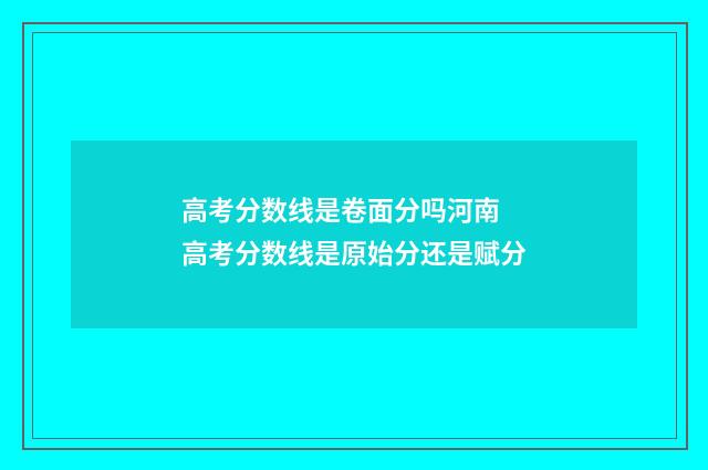 高考分数线是卷面分吗河南 高考分数线是原始分还是赋分