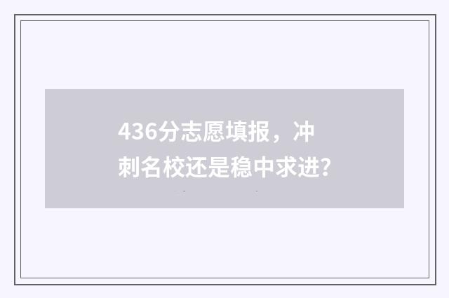 436分志愿填报，冲刺名校还是稳中求进？